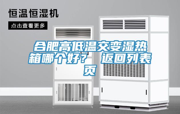 合肥高低溫交變濕熱箱哪個好？ 返回列表頁